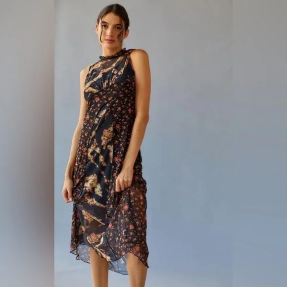 green and gold midi dress Gold Studded Sleeveless Midi Dress
